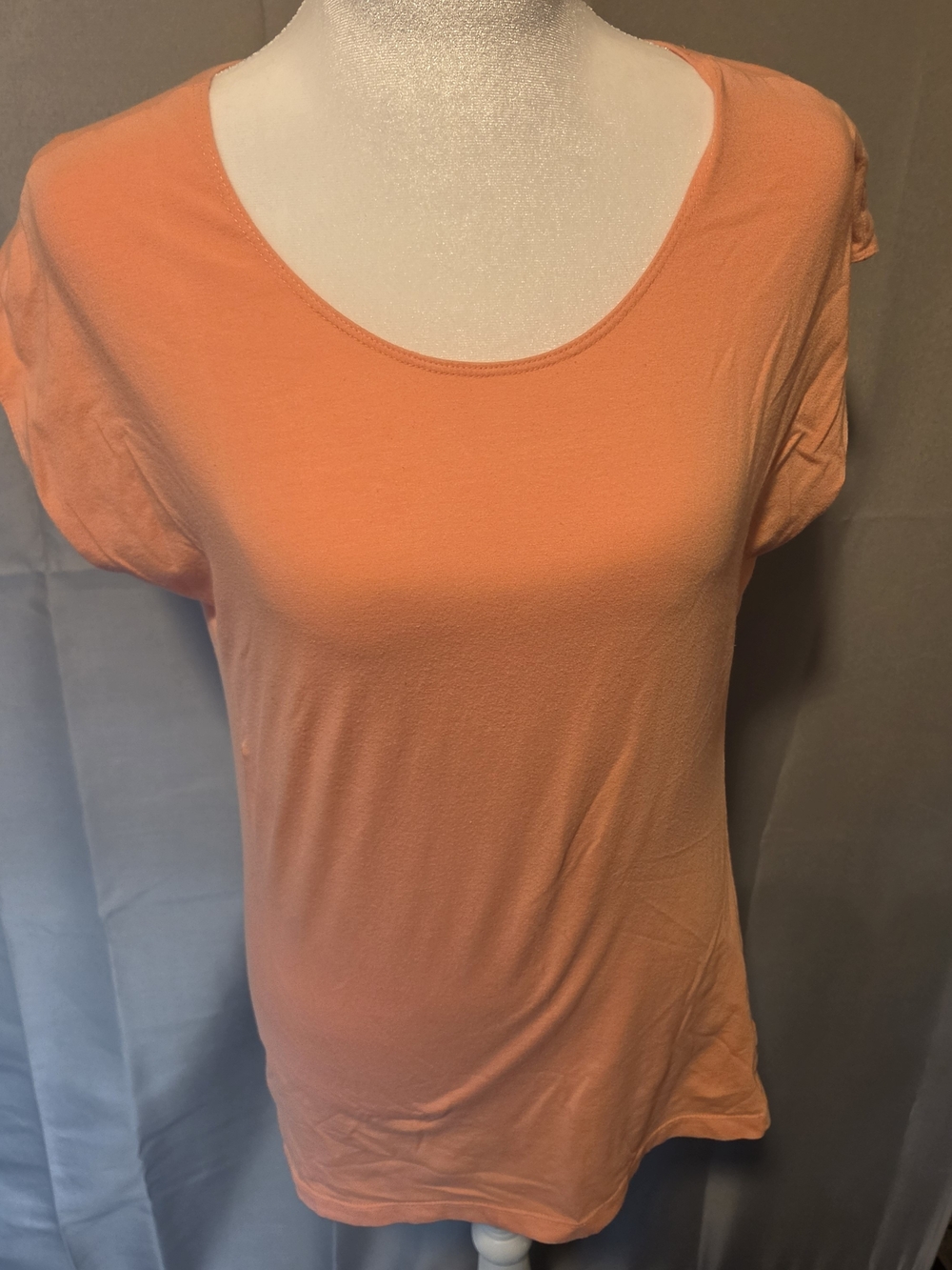 The Shade Women's Orange Scoop Neck Cap Sleeve Knit Cotton/Spandex T-Shirt in si